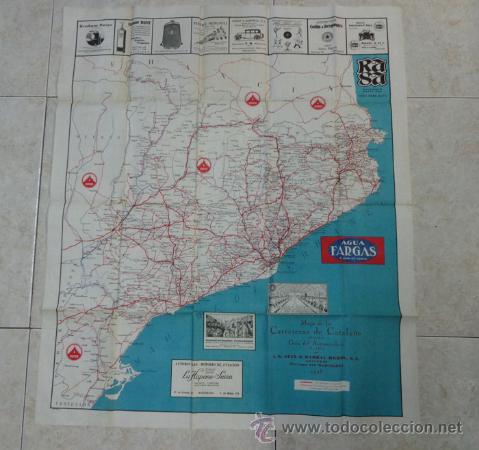 Zeitgen&ouml;ssische Karten: MAPA DE LAS CARRETERAS DE CATALU&Ntilde;A. GU&Iacute;A DEL AUTOMOVILISTA. 1928. EN TELA.