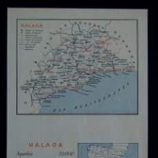Mapas contemporáneos: MAPA DE LA PROVINCIA DE MÁLAGA. CON LA SUPERFICIE, POBLACIÓN... EN COLOR. AÑO 1930. Lote 42531361