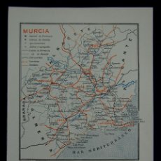 Mapas contemporáneos: MAPA DE LA PROVINCIA DE MURCIA. CON LA SUPERFICIE, POBLACIÓN... EN COLOR. AÑO 1930. Lote 42531374