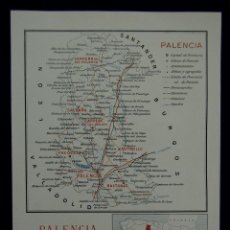 Mapas contemporáneos: MAPA DE LA PROVINCIA DE PALENCIA. CON LA SUPERFICIE, POBLACIÓN... EN COLOR. AÑO 1930. Lote 42531390