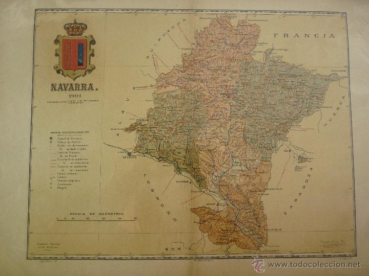 Mapas contempor&aacute;neos: MAPA DE NAVARRA A&Ntilde;O 1901 EDITOR ALBERTO MART&Iacute;N - Foto 1