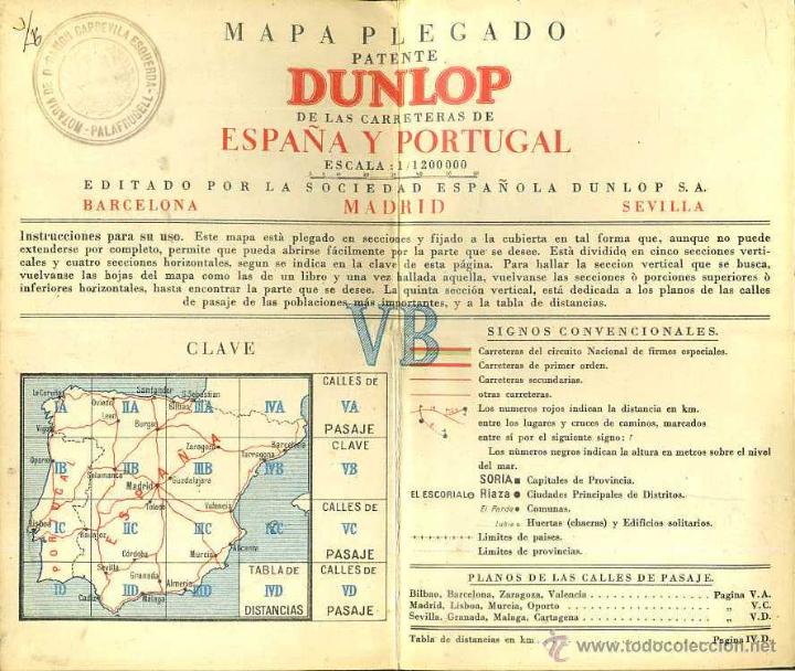 Contemporary maps: MAPA PLEGADO DUNLOP CARRETERAS ESPA&Ntilde;A Y PORTUGAL