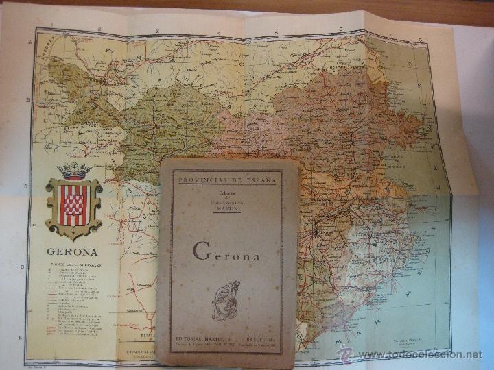 Mapas contempor&aacute;neos: GERONA. CARTAS COROGRAFICAS MARTIN.1954.  MAPA DE GERONA ENTELADO.