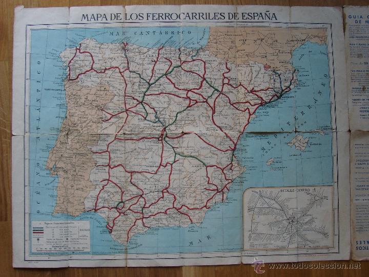 Mapas contempor&aacute;neos: MAPA DE FERROCARRILES DE ESPA&Ntilde;A Editorial Hernando - Foto 2