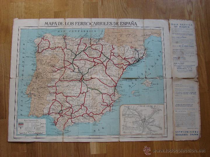 Mapas contempor&aacute;neos: MAPA DE FERROCARRILES DE ESPA&Ntilde;A Editorial Hernando - Foto 3