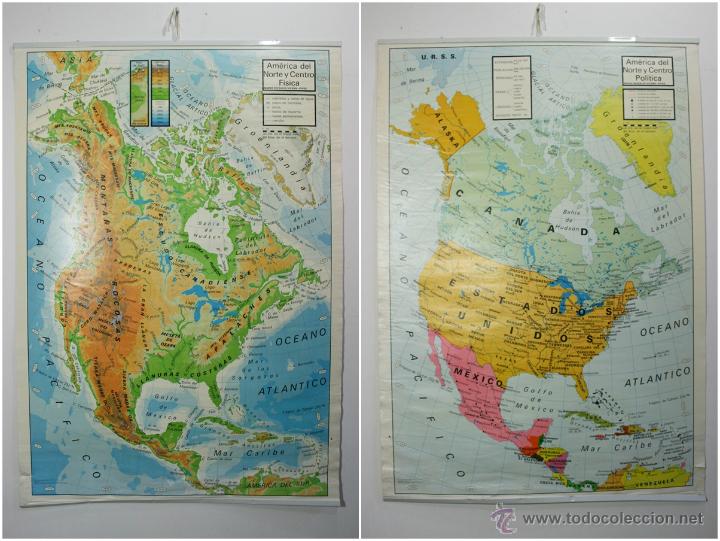 mapa fisico de america vicens vives Mapa mural escolar doble cara. america del nort   Sold through 