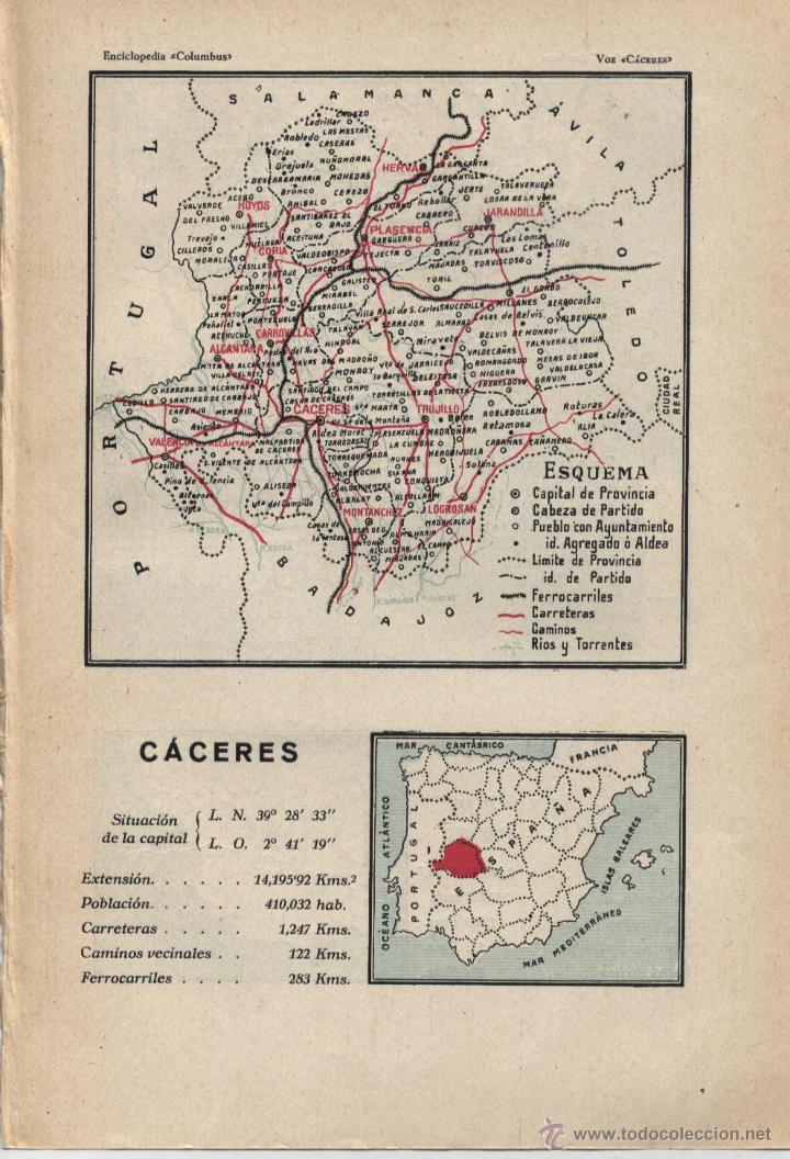 Mapas contempor&aacute;neos: Mapa C&aacute;ceres ( al reverso C&aacute;diz)   - 1925 - Foto 1