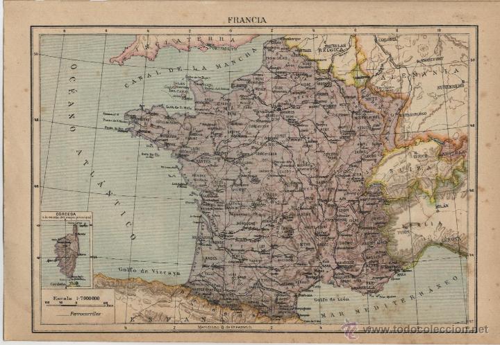 Mapas contempor&aacute;neos: Mapa de Francia  - 1925 - Foto 1