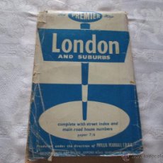 Mapas contemporáneos: Aª GUÍA/MAPA-LONDON(LONDRES)-C.1960-USADA-INDEX DE CALLESVER FOTOS.. Lote 46556745