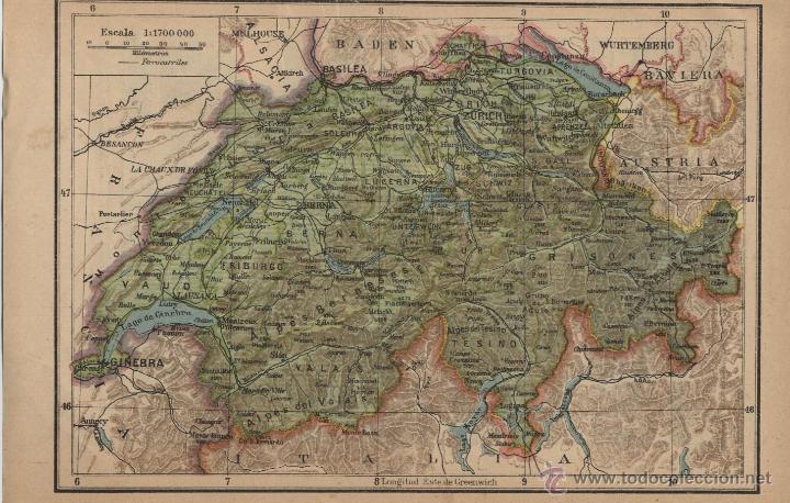 Mapas contempor&aacute;neos: Mapa: Suiza - 1925 - Foto 1