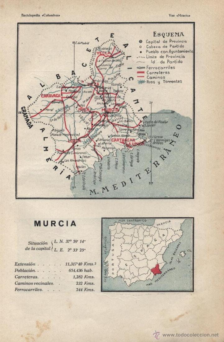 Zeitgen&ouml;ssische Karten: Mapa: Murcia ( reverso Navarra ) - 1925