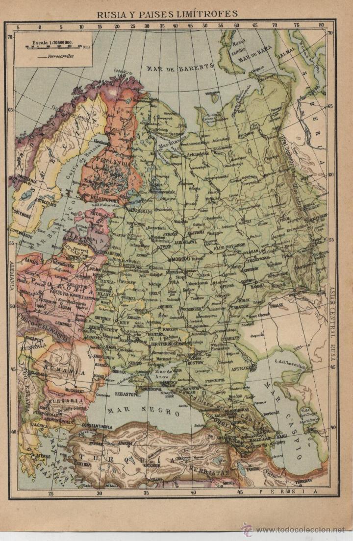 Mapas contempor&aacute;neos: Mapa: Rusia y pa&iacute;ses lim&iacute;trofes - 1925 - Foto 1