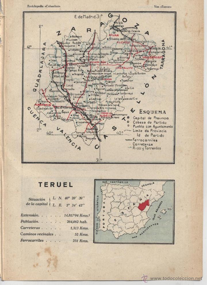 Contemporary maps: Mapa: Teruel ( reverso Toledo ) - 1925