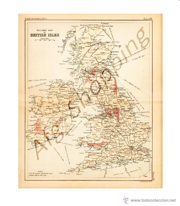 Mapas contempor&acirc;neos: RAILWAY MAP OF BRITISH ISLES. - MAP edited in the 19th century BY J.Bartholomew, Edin.r