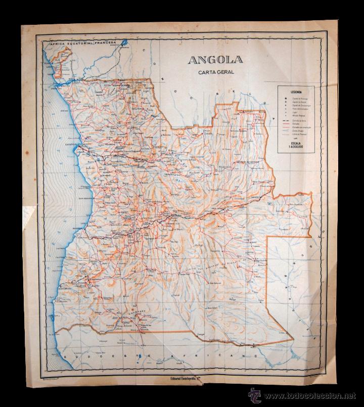 Mapas contempor&acirc;neos: MAPA GEOGRAFICO SIGLO XIX - ANGOLA - 40 X 46 cm