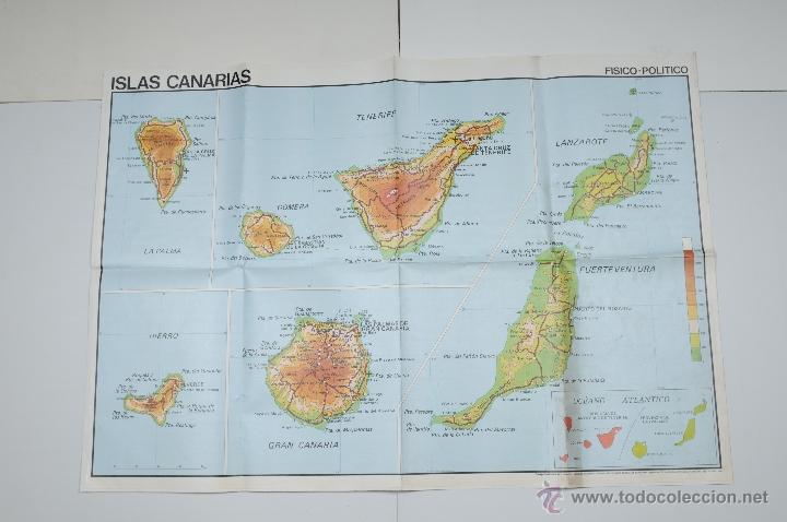 Mapas contempor&aacute;neos: MAPA PLASTIFICADO ISLAS CANARIAS A&Ntilde;O 1985 - Foto 1