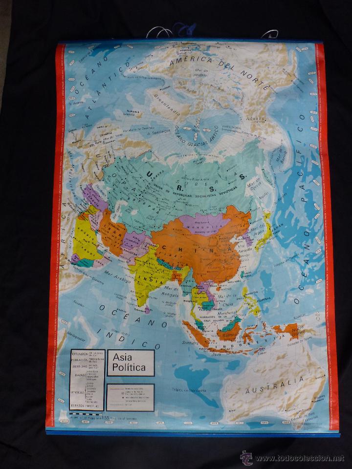 Mapas contempor&aacute;neos: Mapa de Asia fisica y politica  82cm x 127cm.