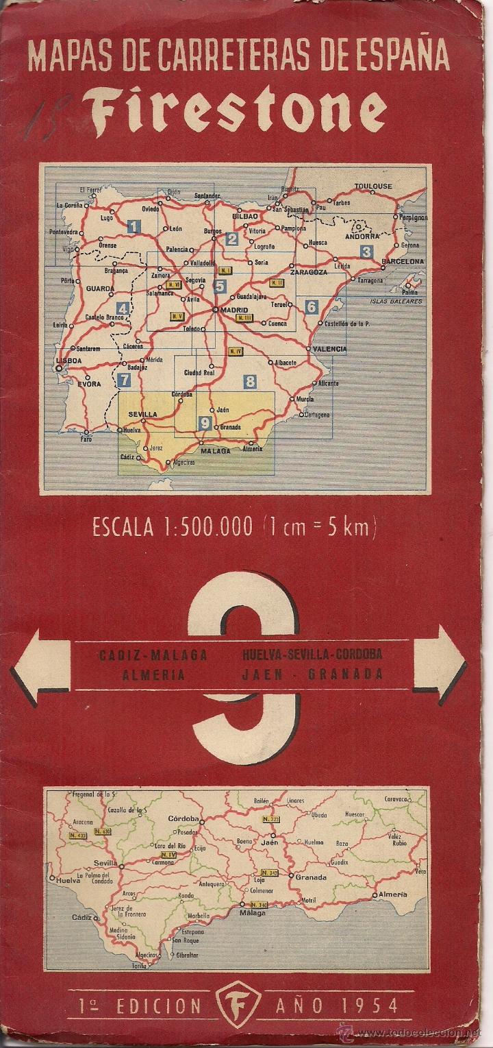 Mapas contempor&aacute;neos: MAPAS DE CARRETERA DE ESPA&Ntilde;A FIRESTONE 1954 - Foto 1