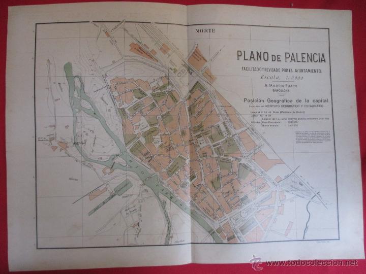 Zeitgen&ouml;ssische Karten: PLANO CALLEJERO CIUDAD DE PALENCIA, ESCALA 1/5000, APROX 1910 50X37CM EDI ALBERTO MARTIN + INFO