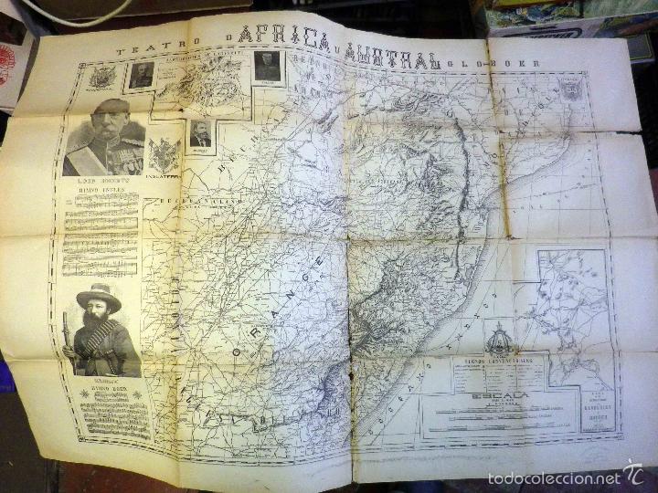 Mapas contempor&acirc;neos: RARO PLANO, TEATRO DE LA GUERRA ANGLO  BOER, AFRICA AUSTRAL, 1900, 100 x 70 cm, TRANSVAAL, SUDAFRICA