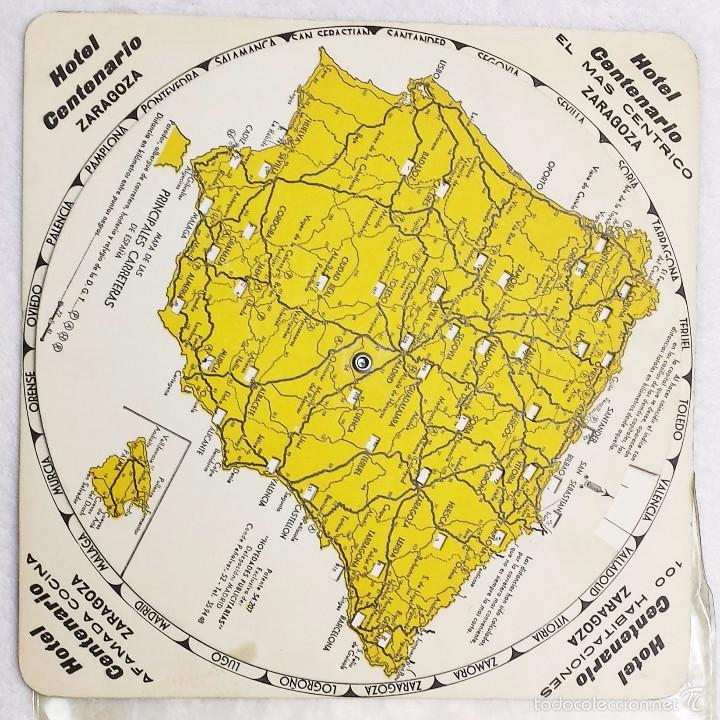 Mappe contemporanee: Antiguo Mapa de Espa&ntilde;a giratorio distancias por carretera Hotel Centenario Zaragoza.