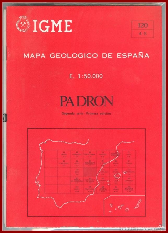 Mapas contempor&acirc;neos: Mapa y libro geol&oacute;gico de Padr&oacute;n ( A Coru&ntilde;a)...mide 97 X 70 cms...del IGME a&ntilde;o 1981