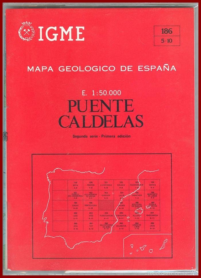 Mapas contempor&acirc;neos: Mapa y libro Geol&oacute;gico de Puente Caldelas....mide 97 X 70 cms....del IGME a&ntilde;o 1981