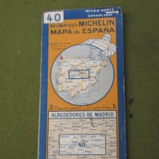 Mapas contemporáneos: MAPA ANTIGUO DE ESPAÑA -NEUMATICOS MICHELIN - ALREDEDORES DE MADRID - EN TELA.