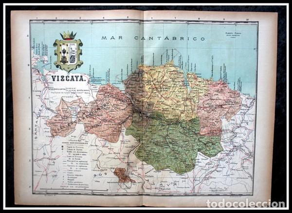 Mapas contempor&aacute;neos: MAPA DE VIZCAYA - 50x37cm - ca 1900 - Foto 1