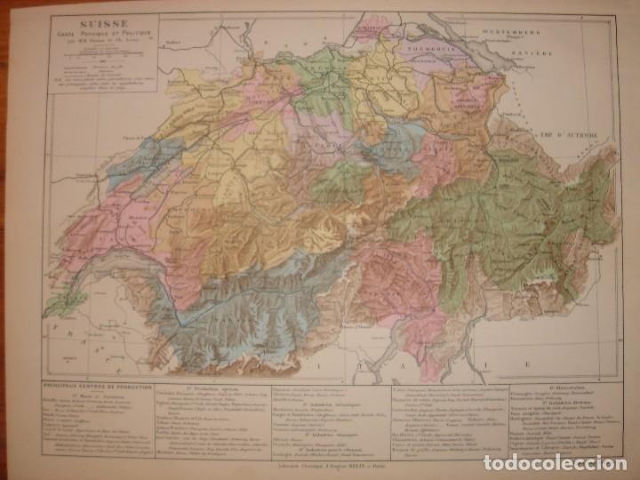 Mapas contempor&aacute;neos: MAPA F&Iacute;SICO Y POL&Iacute;TICO B&Eacute;LGICA Y HOLANDA, ORIGINAL, DRIOUX , 1877, PERFECTO ESTADO, COLOREADO