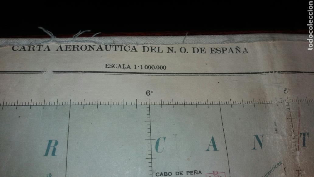 Zeitgen&ouml;ssische Karten: Antiguo mapa carta aeronautica del n.o. de espa&ntilde;a a&ntilde;o 1951 tela y papel aviacion avion aire
