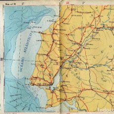 Mapas contemporáneos: MAPA-LISBOA-EVORA-- AÑOS 50-LINEAS DE FERROCARRIL -CARRETERAS- PUBLICIDAD-30X22-RARO
