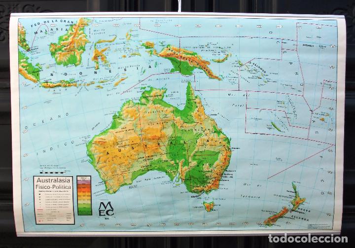 mapa oceania fisico politico Mapa mural,escolar, fisico politico,australasia   Venduto in 