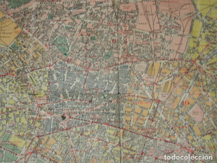 Mapas contempor&aacute;neos: ANTIGUO MAPA DE PARIS DE LINDISPENSABLE - A&Ntilde;OS 1950 - Foto 3