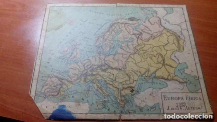 Mapas contemporáneos: Mapa Mundi 2 caras. Rarezas y religiones. Europa Física. J. de la G. Artero. Año 1.935 - Foto 2 - 88945848