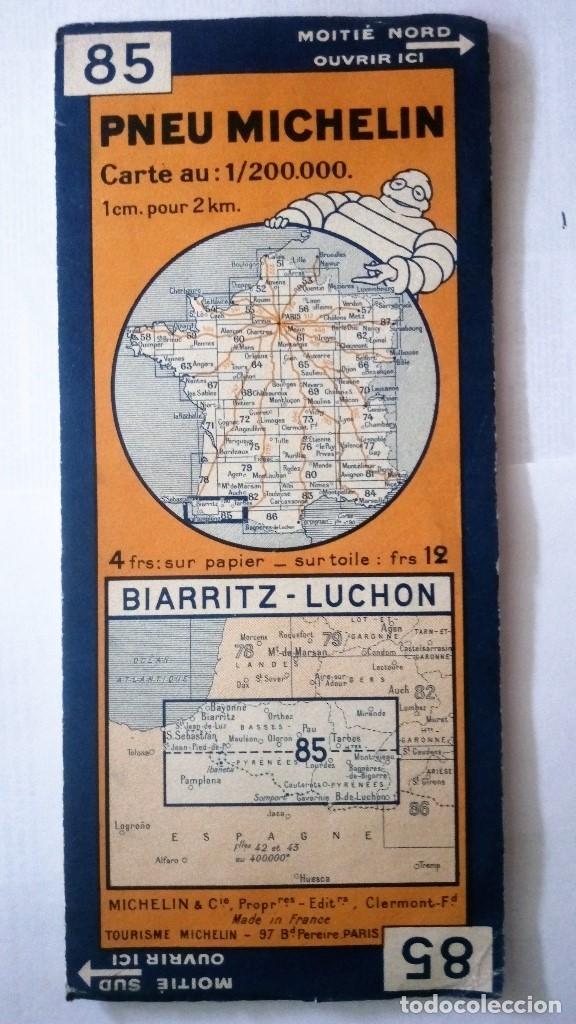 Mapas contempor&acirc;neos: MAPA CARRETERAS PNEU MICHELIN, N&ordm; 85, BIARRITZ - LUCHON