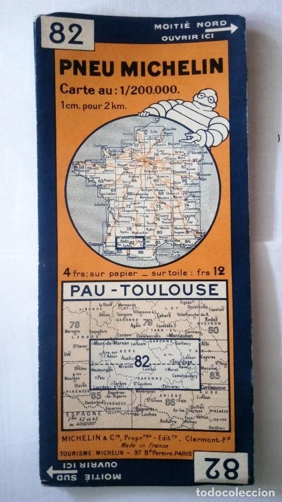 Mapas contempor&acirc;neos: MAPA CARRETERAS PNEU MICHELIN, N&ordm; 82, PAU - TOULOUSE