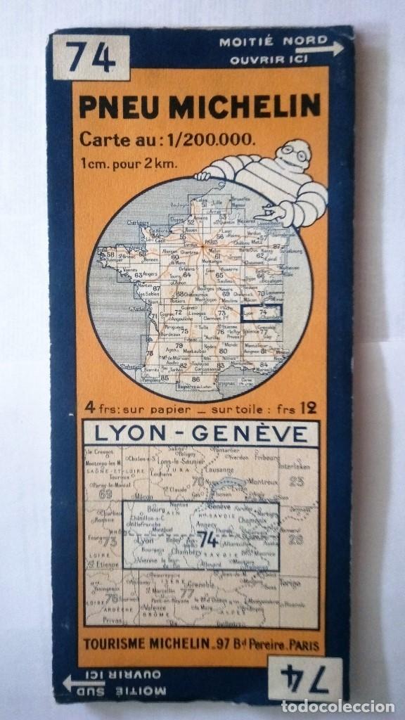 Mapas contempor&acirc;neos: MAPA CARRETERAS PNEU MICHELIN, N&ordm; 74, LYON - GENEVE