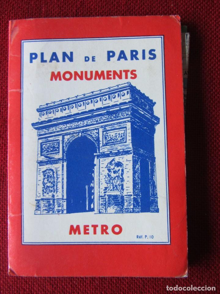Mapas contempor&aacute;neos: PLAN DE PARIS MONUMENTS METRO. A&Ntilde;OS 60/70 - Foto 1