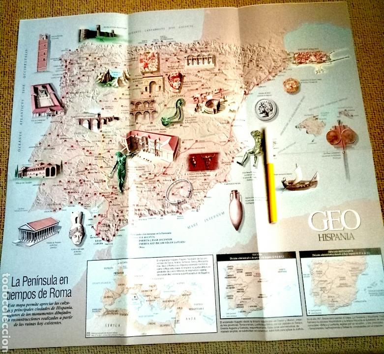 Mapas contempor&aacute;neos: Mapa la pen&iacute;nsula en tiempos de Roma. Geo Hispania. - Foto 1