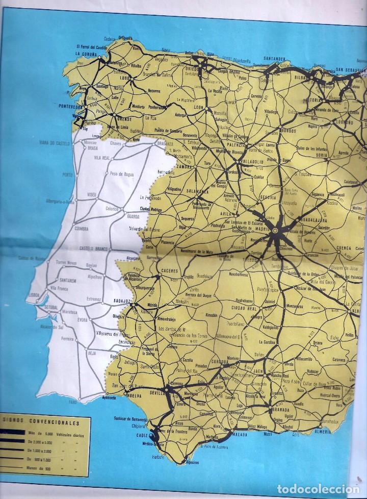 Mapas contempor&acirc;neos: Mapa de Espa&ntilde;a de intensidades medias del trafico en 1960