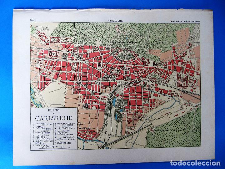 Zeitgen&ouml;ssische Karten: PLANO DE CARLSRUHE, KARLSRUHE, ALEMANIA. ENCICLOPEDIA ILUSTRADA SEGU&Iacute;, 1905/10'S