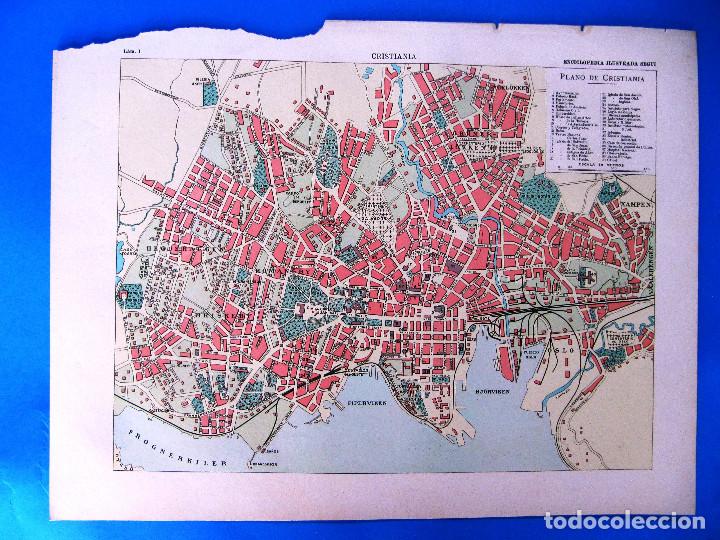 Mapas contempor&acirc;neos: PLANO DE CRISTIANIA, FRISTADEN CHRISTIANIA, DINAMARCA. ENCICLOPEDIA ILUSTRADA SEGU&Iacute;, 1905/10'S