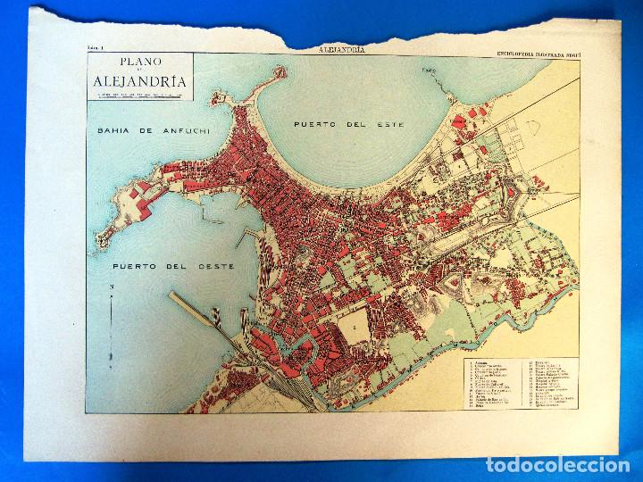 Mapas contempor&aacute;neos: PLANO DE ALEJANDR&Iacute;A, EGIPTO. ENCICLOPEDIA ILUSTRADA SEGU&Iacute;, 1905/10'S