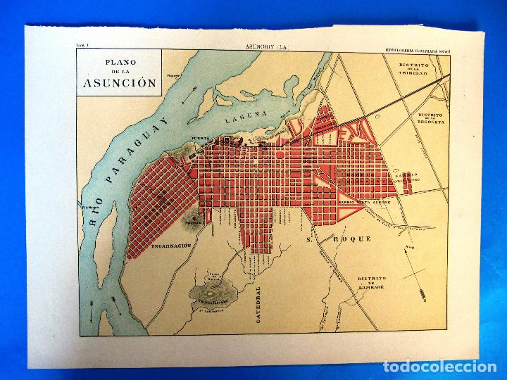 Mapas contempor&aacute;neos: PLANO DE LA ASUNCI&Oacute;N, PARAGUAY. ENCICLOPEDIA ILUSTRADA SEGU&Iacute;, 1905/10'S