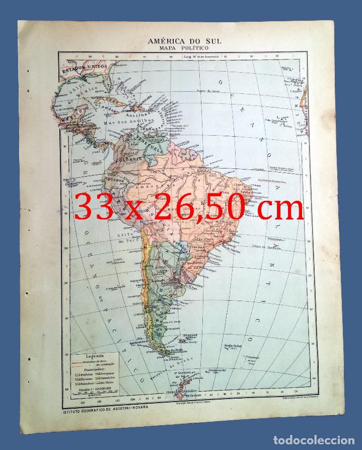 Contemporary maps: MAP OF THE YEAR 1924 - AMERICA DO SUL - INSTITUTO GEOGR&Aacute;FICO DE AGOSTINI