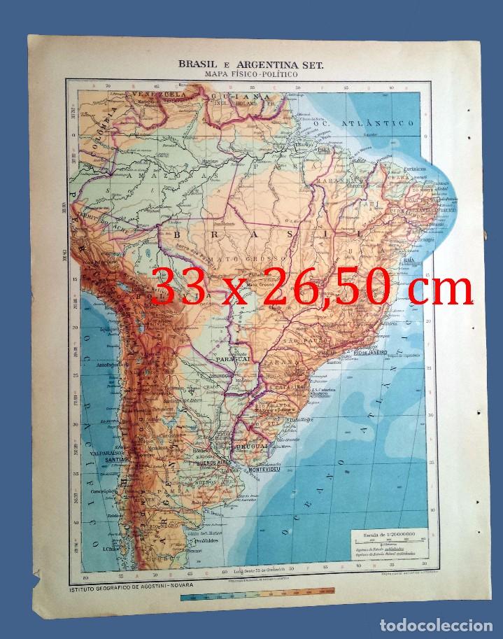 Contemporary maps: MAP OF THE YEAR 1924 - BRASIL E ARGENTINA - INSTITUTO GEOGR&Aacute;FICO DE AGOSTINI