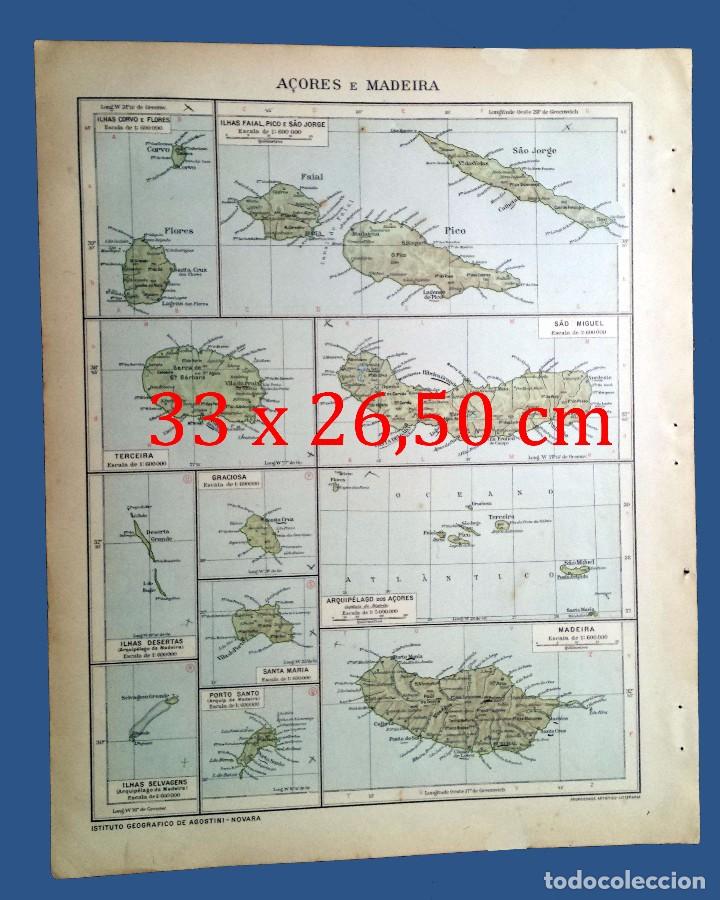 Mapas contempor&aacute;neos: MAP OF THE YEAR 1924 - A&Ccedil;ORES E MADEIRA - INSTITUTO GEOGR&Aacute;FICO DE AGOSTINI