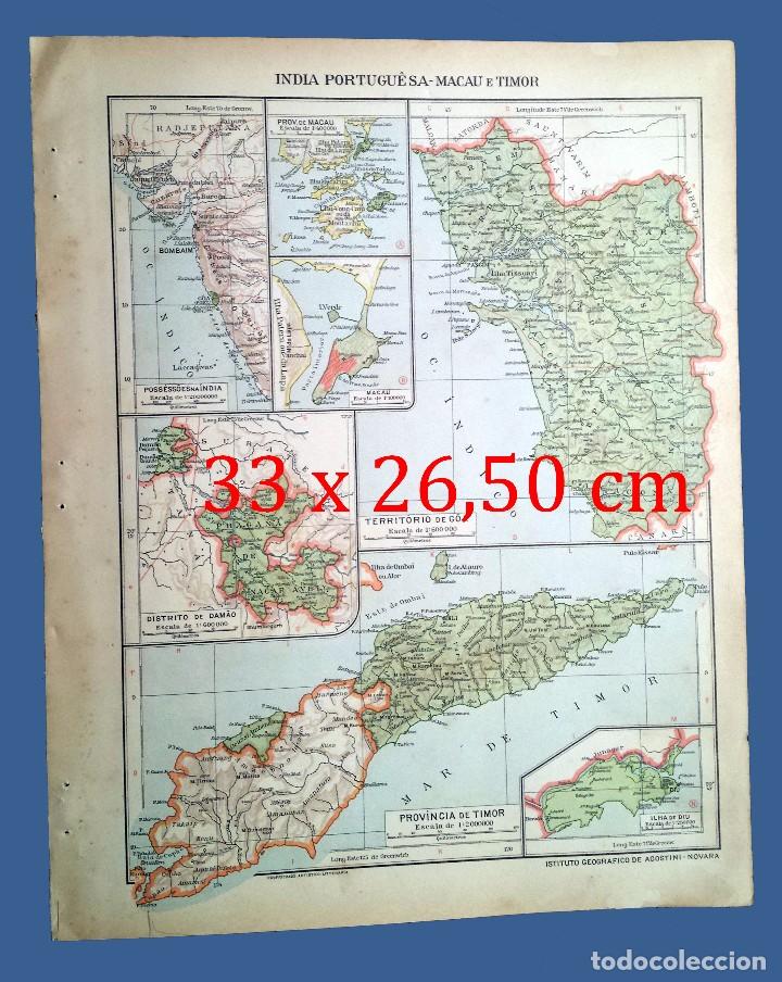 Mapas contempor&aacute;neos: INDIA PORTUGU&Eacute;SA, MACAU E TIMOR - INSTITUTO GEOGR&Aacute;FICO DE AGOSTINI - MAP OF THE YEAR 1924