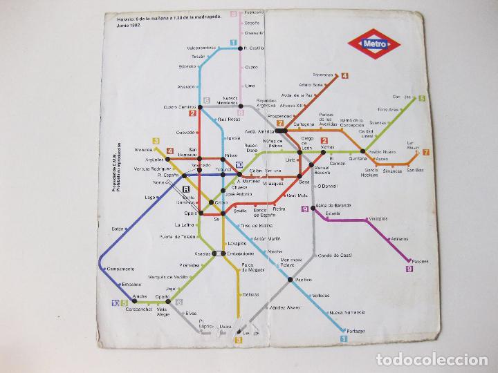 Mapas contempor&aacute;neos: PLANO DE BOLSILLO DEL METRO DE MADRID - JUNIO DE 1982 - Foto 2